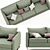 Green-3 Seater Sofa with Colorful Pillows 3D model small image 2