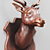 Rustic Wooden Deer Sculpture 3D model small image 2