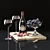 Elegant Wine Decor Set 3D model small image 1