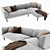 Modern Wood and Fabric Sofa 3D model small image 2