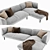 Modern Wood and Fabric Sofa 3D model small image 3