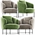 Elegant Emerald Velvet Accent Chair 3D model small image 1