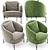 Elegant Emerald Velvet Accent Chair 3D model small image 2