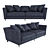 Velvet Sorrento 3-Seater Sofa 3D model small image 1