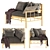 Natural Bamboo Lounge Sofa 3D model small image 2