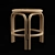 Rustic Rattan Low Bar Stool 3D model small image 1