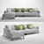 Modern Gray Sectional Sofa 3D model small image 1