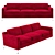 Luxurious Red Velvet Three-Seat Sofa 3D model small image 1