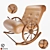 Elegance in Motion: Russian Leather & Wood Rocking Chair 3D model small image 1