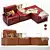 Elegant Leather Sofa with Resting Unit 3D model small image 1