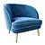 Glamour Velvet Accent Chair 3D model small image 1