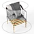 Sleek Black Caracole Chair 3D model small image 5