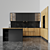 Sleek Black Kitchen Set 3D model small image 1