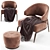 Elegant Aster Armchair & Buatta Stool 3D model small image 4