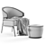 Elegant Aster Armchair & Buatta Stool 3D model small image 10