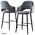 Martin Half Bar Chair: Dark Grey Fabric, Black Legs 3D model small image 2