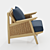 Elegant Linen Cane Chair 3D model small image 2