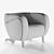 Elegant White Boucle Club Chair 3D model small image 3