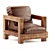 Vintage Wood Lounge Chair 3D model small image 1