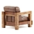 Vintage Wood Lounge Chair 3D model small image 2