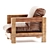 Vintage Wood Lounge Chair 3D model small image 3