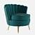 Elegant Velvet Armchair - Pearl Marine 3D model small image 1