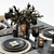 Elegant Dark Tableware Set 3D model small image 2