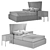 Contour Halo Zuster Bed & Bedside Table 3D model small image 2