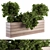  Rustic Wood Planter Set with Outdoor Plants 3D model small image 1