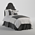 Ivory & Grey Velvet Bed Set 3D model small image 2