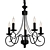 Elegant Gold Black Chandelier 3D model small image 1