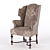 Elegant William & Mary Wing Chair 3D model small image 1
