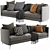 Sleek Boconcept Osaka 3-Seater Sofa 3D model small image 3