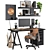 Sleek Black Ikea Office Workspace 3D model small image 1