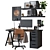 Sleek Black Ikea Office Workspace 3D model small image 3