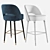 Essential Home Collins Bar Chair: Velvet & Leather 3D model small image 5