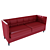 Modern Red Leather Sofa 3D model small image 1