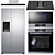 BOSCH Appliance Set: Oven, Microwave, Induction Cooktop with Integrated Hood, Decorative Extractor, Fridge 3D model small image 5