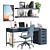 Blue Office Oasis: Ikea Langfjall Chair, Alex Drawer Unit, Table & More 3D model small image 1