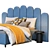 Elegant Blue Queen Bed 3D model small image 2