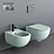 Pin Wall-Hung WC & Bidet Set 3D model small image 1