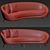 Mood: Italian Midcentury Curved Sofa 3D model small image 2