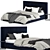 Blue Velvet Bed 02 3D model small image 1