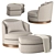 Swivel Chair and Ottoman Set - Burton James 3D model small image 1