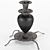 Vintage Black Vase Candle Holder 3D model small image 1