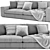 Modern Beta 2 Seater Modular Sofa 3D model small image 3