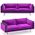 Barcelona 2-Seater Sofa, Italia 24 Fabric, Metal Legs 3D model small image 1