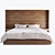 Wooden Headboard Bed - 2100*2100 3D model small image 2