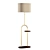 Elegant Brass and Walnut Floor Lamp 3D model small image 1