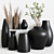 Modern Black Vases: Elegant Home Decor 3D model small image 1